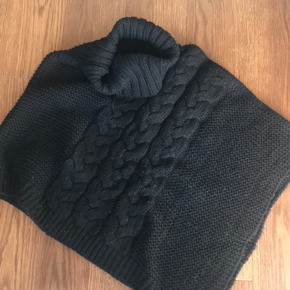 Black Knit Poncho